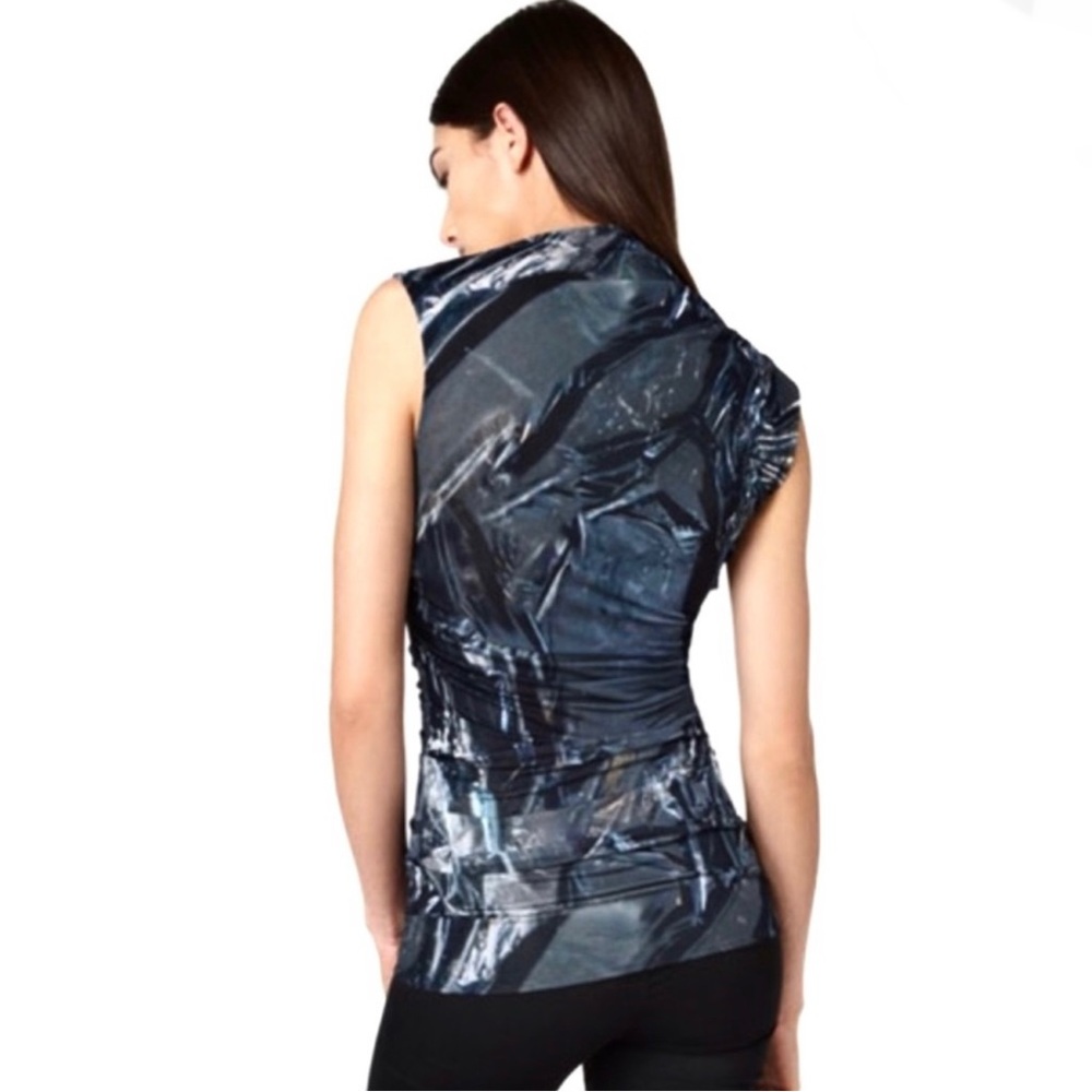 HELMUT LANG RUCHED FOIL PRINT TUNIC TANK TOP - Picture 6 of 7